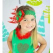 Green Headband with Red Green Ribbon Hair Bow Clip H421 